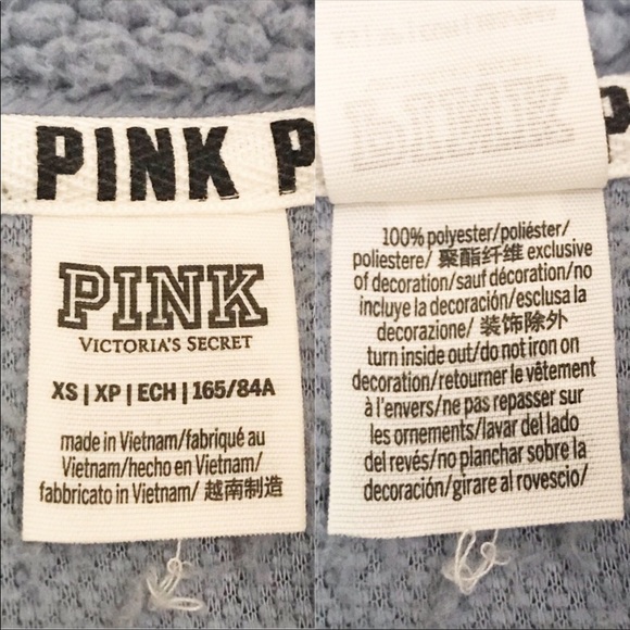 VS PINK Teddy Boyfriend 1/4 Zip Blue Pullover XS - Picture 6 of 6